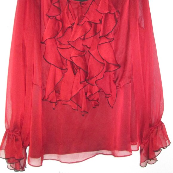 Dressbarn Red Ruffle Blouse - Picture 2 of 12